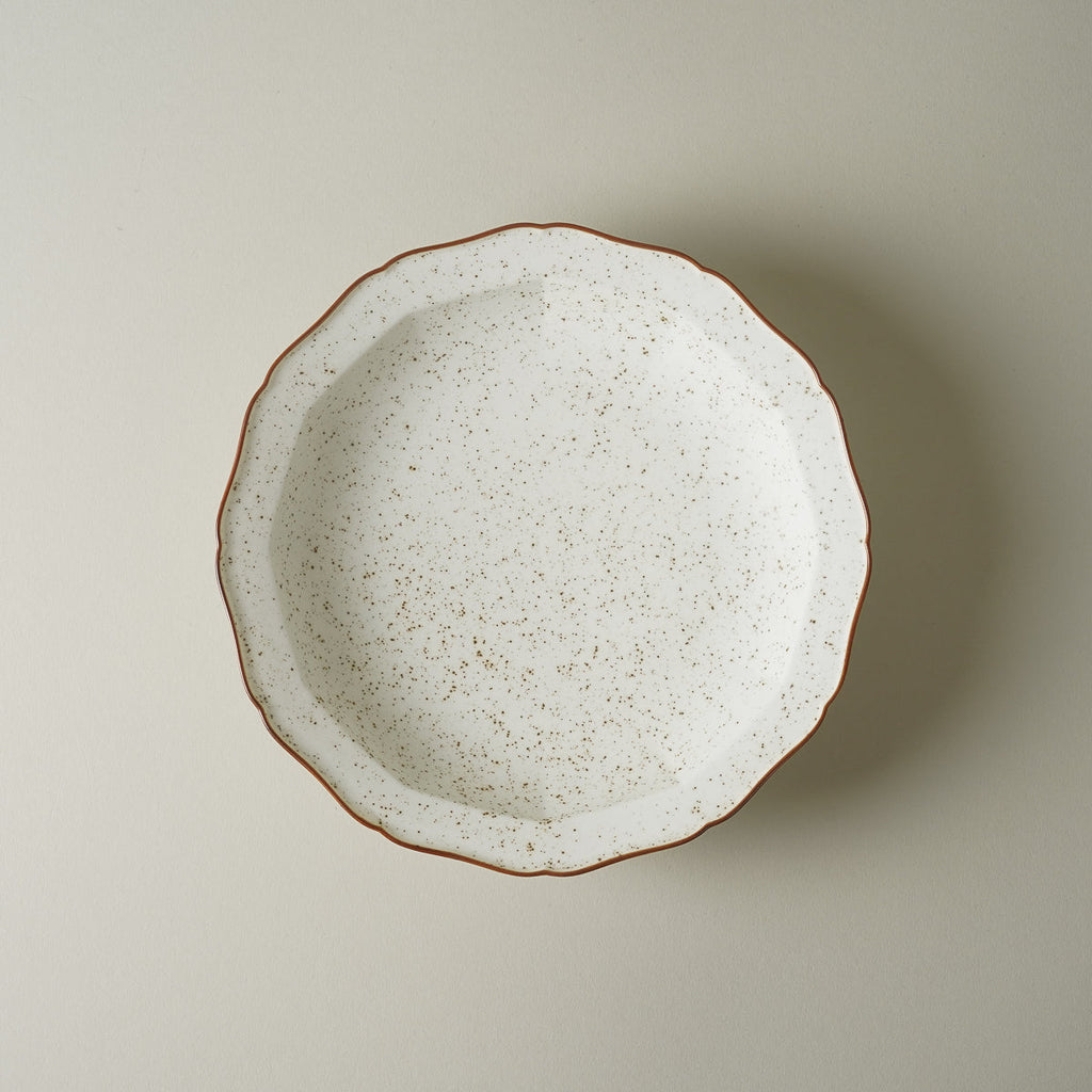 有田焼 渕錆白斑紋 輪花高台向付 18 cm